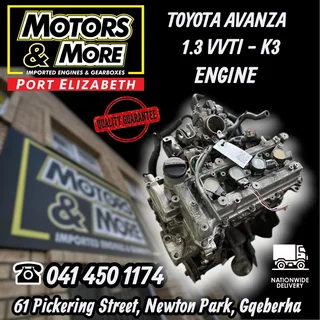 Toyota Avanza 1.3 K3-ve Engine Available @ Motors And More Port Elizabeth