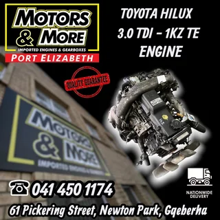 Toyota Hilux / Prado 3.0 Tdi 1kz-te Engine Available @ Motors And More Port Elizabeth