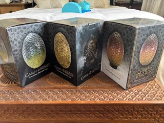 Complete Set of 3 “Game of Thrones” Dragon Eggs - New in Box