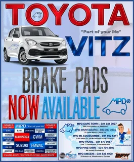 Toyota Vitz Brake Pads now available