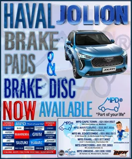 Haval Jolion Brake Pads & Discs Now Available
