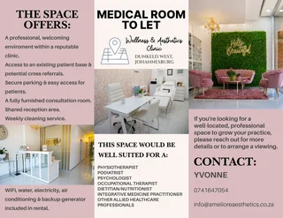 Beautiful Medical Room to Let in Prime Dunkeld West Aesthetic Clinic