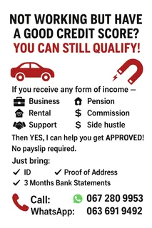 Good credit but not working? If you have income through rental, business, pension or any support