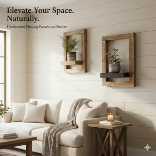 Rustic floating shelves