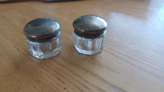 Small sterling silver topped jars