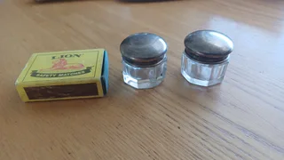 Small sterling silver topped jars