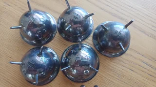 Set of 5 Sterling Silver Cauldron Salts and Spoons(4)