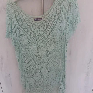 Beautiful turquoise crocheted top