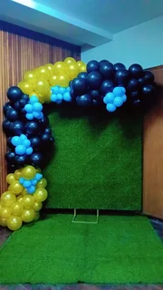 Balloons arch backdrop decor. Any design, any colour we do. Full decor set up with tables and chairs