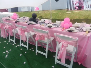 Balloons arch backdrop decor. Any design, any colour we do. Full decor set up with tables and chairs
