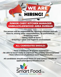 Job vacancy for Junior Chef/Kitchen Manager