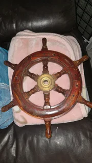 Antique wooden steering wheel