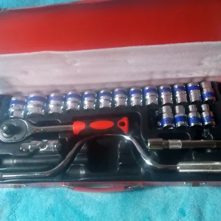 AIYI 24 Piece 1/2-Inch Socket Set in Red Metal Case AY187-015