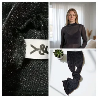 Black and silwer mesh set.Crop top and. ,pants