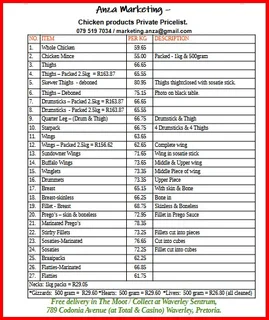 Chicken Meat Products! Free Delivery/collect In Waverley. Anza 079 519 7034