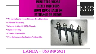 Isuzu Dteq Kb250 Injectors New On Exchange