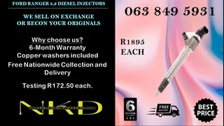 GWM 2.5 DIESEL INJECTORS FOR SALE WE SELL ON EXCHANGE OR RECON