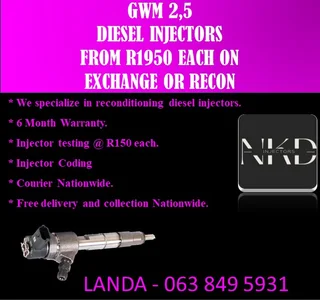 GWM 2.8 DIESEL INJECTORS RECON OR FOR SALE NEW ON EXCHANGE