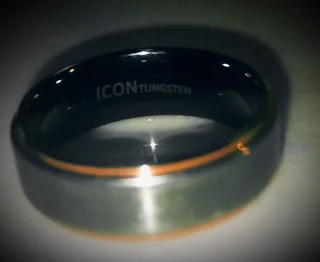 Icon Black Tungsten Men&#39;s Ring &amp; Rose Gold-Plated Edges