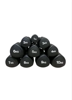 Afri101 Fully Rubber Coated Triangular Dumbbells - Pair - 1 kg