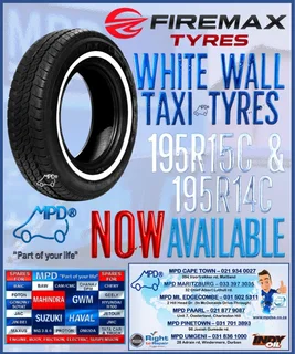 Taxi White Wall Tires "firemax" 195/15 And 195r14