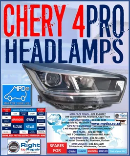 Chery 4pro Headlamps Now Available