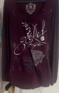 Echo Red Purple Long Sleeve T-shirt Size Large