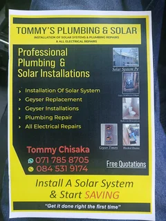 Plumbing and solar installation.