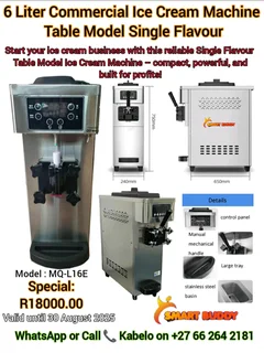6L Commercial Ice Cream Machine – Tabletop Single Flavour ⚡
