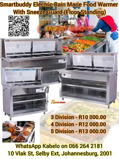 Smartbuddy Electric Bain Marie Food Warmer with Sneeze Guard – Floor Standing 