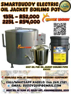 Smartbuddy Electric Oil Jacket Boiling Pot – 135L &amp; 225L ⚡