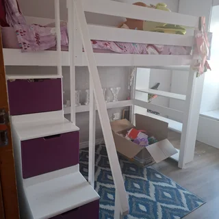 **️ Loft Bed with Built-in Bookshelf – R4,000**