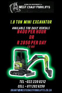 Mini Excavator and Cherry Picker rentals