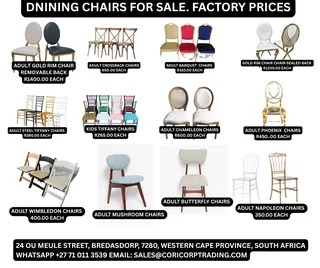Dining chairs for events and home use for sale. Factory prices