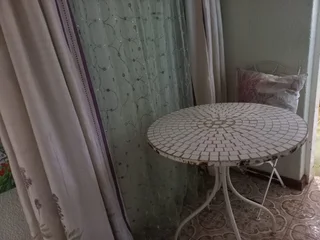 French Wrought Iron Table, Chair, Cushions, and Clock