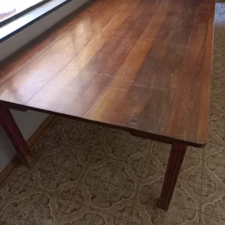 Wooden Dining/Patio Table Dark with Flute Legs- Hand Made -Used