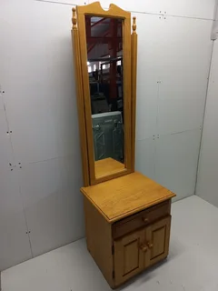 Oak Single-Bed Headboards and Mirror Stand Set-Used