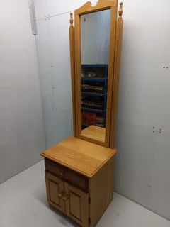 Oak Single-Bed Headboards and Mirror Stand Set-Used