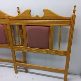 Oak Single-Bed Headboards and Mirror Stand Set-Used