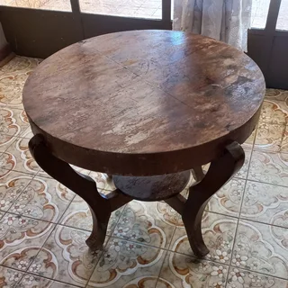 Round Wooden Side Table Ornate