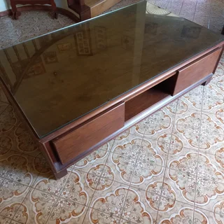 CoffeeTable 2 Drawer and Glass Top 1600 x 1000 x 480 - Used