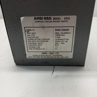 Ambi-Rad Model ER38 Overhead Tubular Radiant Heater Units - Qty 10
