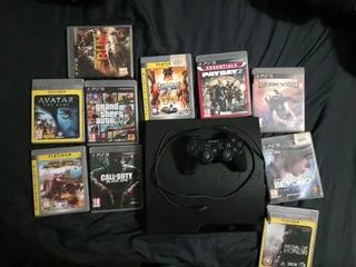 Playstation 3 with games and controller