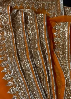 Saree (Orange with  Gold Colour Border) I’m selling the complete outfit together