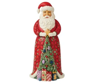 Jim Shore: 12cm(L) x 11.9cm(W) |  Santa with tree