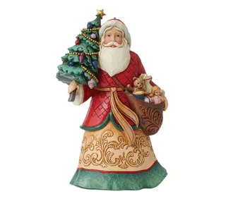 Jim Shore: 13cm(L) x 8.9cm(W) | Santa with toys &amp; tree