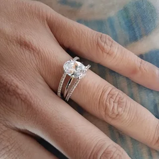 925 silver oval 2crt zircon ring + x2 eternity bands-bran new