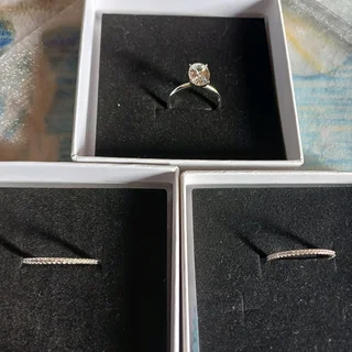 925 silver oval 2crt zircon ring &#43; x2 eternity bands-bran new