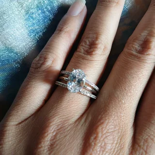 925 silver oval 2crt zircon ring &#43; x2 eternity bands-bran new