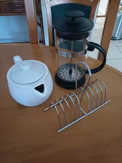 Coffee Plunger / teapot and toast holder ( Stainless steel) R200 for all three